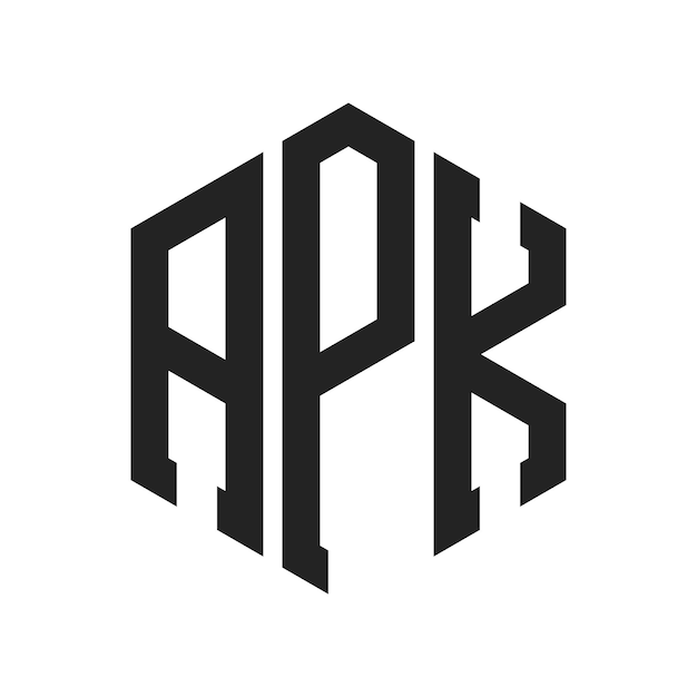 Diseño del logotipo APK Letra inicial APK Monograma Logotipo con forma de hexágono