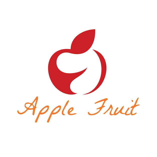 Diseño de logotipo de Apple con estilo de color rojo plano