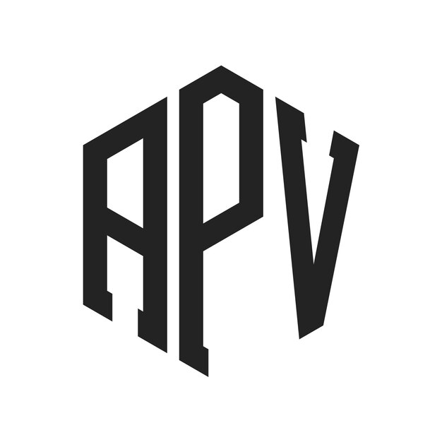 Diseño del logotipo de APV Letra inicial Monograma de APV Logotipo con forma de hexágono