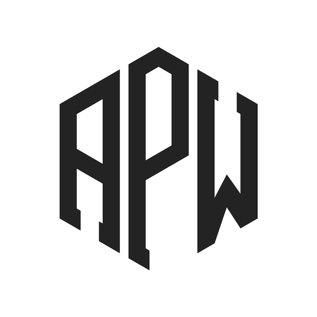 Diseño del logotipo APW Letra inicial APW Monograma Logotipo con forma de hexágono