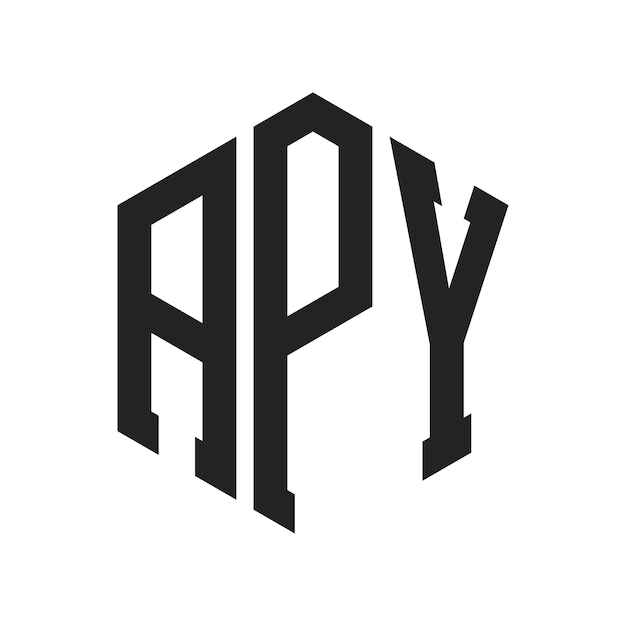 Diseño del logotipo APY Letra inicial APY Monograma Logotipo con forma de hexágono