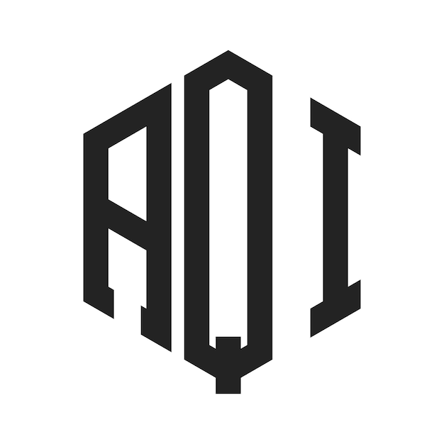 Diseño del logotipo de AQI Letra inicial Monograma de AQI Logotipo con forma de hexágono