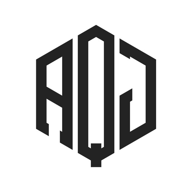 Diseño del logotipo AQJ Letra inicial AQJ Monograma Logotipo con forma de hexágono