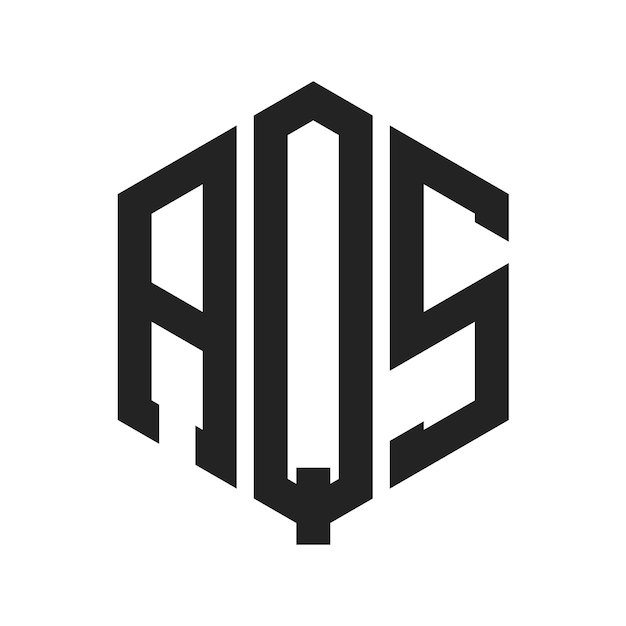 Diseño del logotipo AQS Letra inicial El logotipo del monograma AQS con forma de hexágono