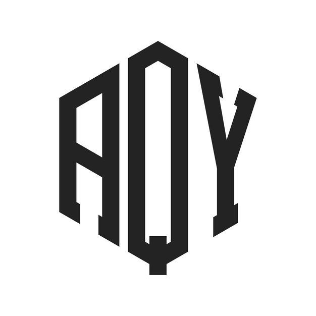 Diseño del logotipo AQY Letra inicial AQY Monograma Logotipo con forma de hexágono