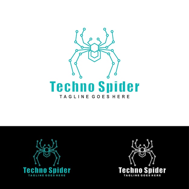 Diseño de logotipo de araña de arte lineal.