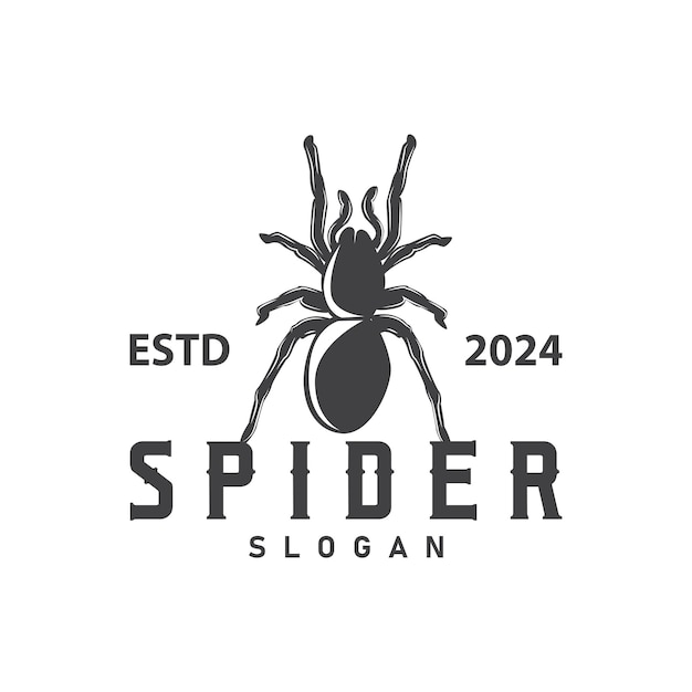 Diseño del logotipo de la araña de insectos animales retro ilustración vintage plantilla de silueta negra simple