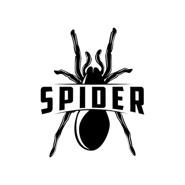 Vector diseño del logotipo de la araña de insectos animales retro ilustración vintage plantilla de silueta negra simple