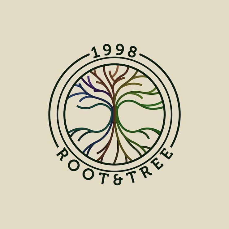 Vector diseño de logotipo de árbol abstracto con color vibrante diseño de logotipo creativo con elemento de raíz y árbol