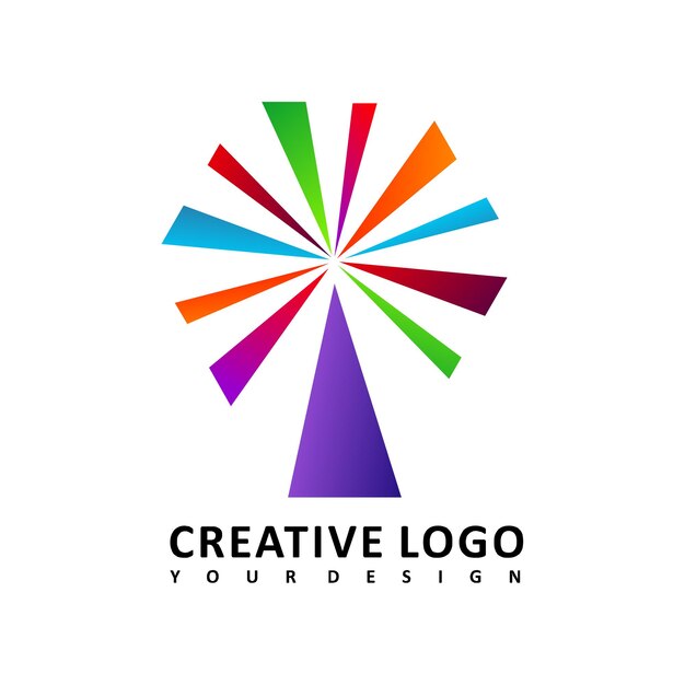 Vector diseño de logotipo de árbol abstracto de gradación de color