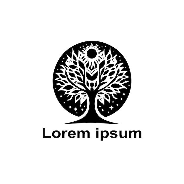 diseño del logotipo del árbol de bienestar vectorial