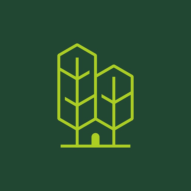 diseño de logotipo de árbol de casa simple vectorial