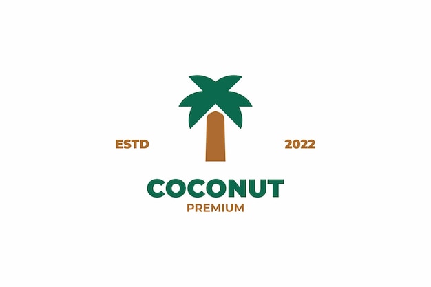 Diseño de logotipo de árbol de coco plano
