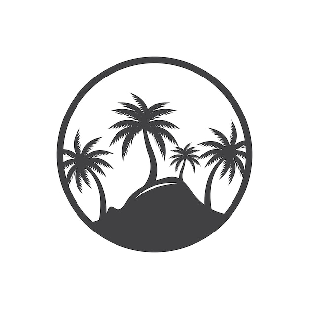 Diseño de logotipo de árbol de coco planta de playa vector palmera plantilla de ilustración de verano