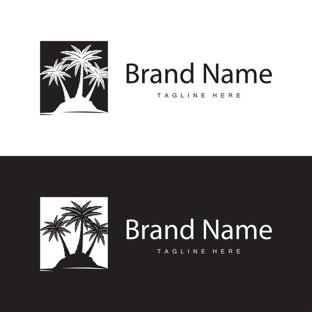 Diseño De Logotipo De Árbol De Coco Planta De Playa Vector Palmera Plantilla De Ilustración De Verano