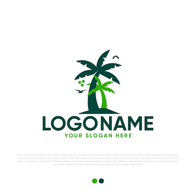 Diseño de logotipo de árbol de coco Vector Premium