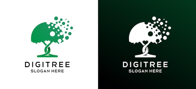 Diseño de logotipo de árbol con concepto de ilustración de icono de árbol digital simple