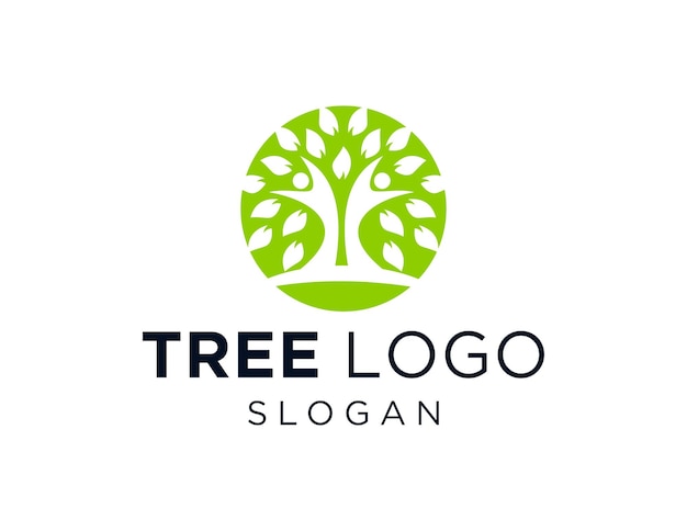 Diseño del logotipo del árbol creado utilizando la aplicación Corel Draw 2018 con un fondo blanco