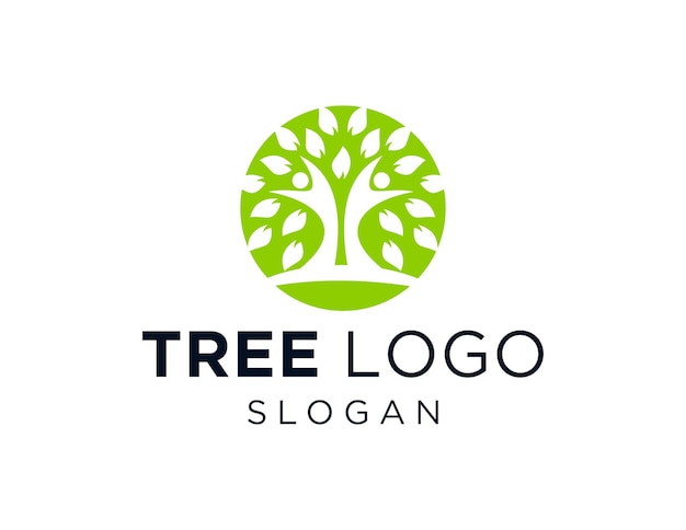 Vector diseño del logotipo del árbol creado utilizando la aplicación corel draw 2018 con un fondo blanco