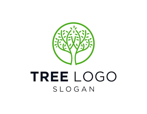 Diseño del logotipo del árbol creado utilizando la aplicación Corel Draw 2018 con un fondo blanco