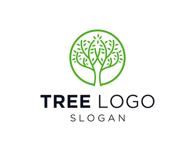 Vector diseño del logotipo del árbol creado utilizando la aplicación corel draw 2018 con un fondo blanco