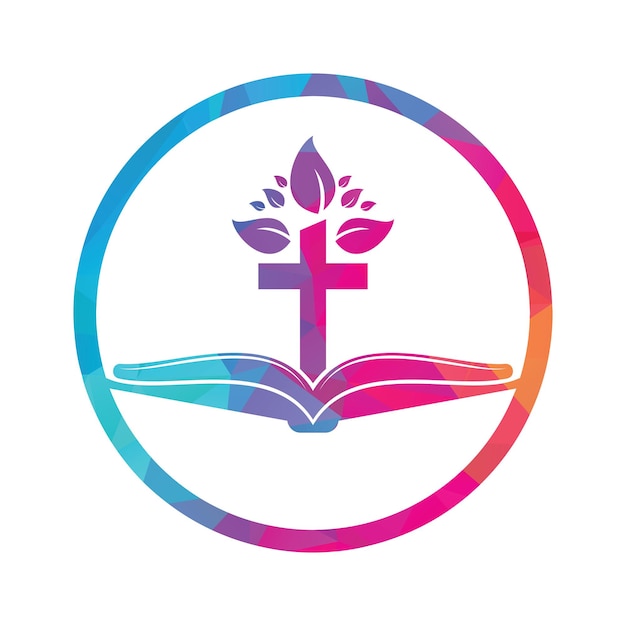 Diseño de logotipo de árbol de cruz bíblica Diseño de plantilla de vector de cruz de árbol de iglesia cristiana