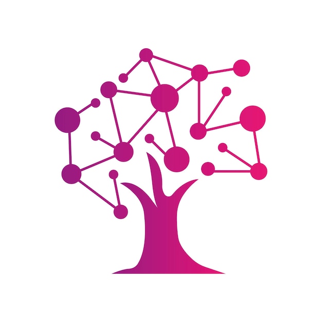 Diseño de logotipo de árbol digital Tecnología naturaleza red de internet inalámbrica plantilla de logotipo vectorial