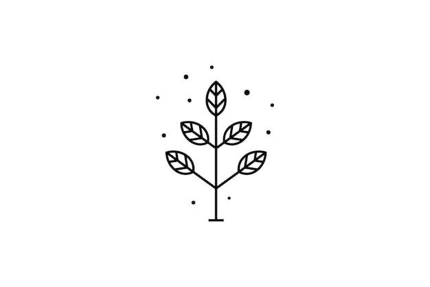 diseño del logotipo del árbol en un estilo de arte de línea simple decorado con burbujas