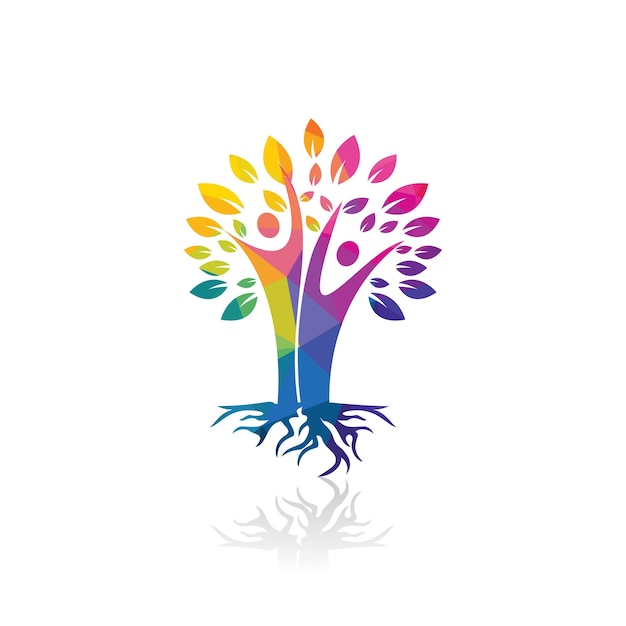 Diseño De Logotipo De Árbol Genealógico Y Raíces. Diseño de logotipo de icono de símbolo de árbol genealógico