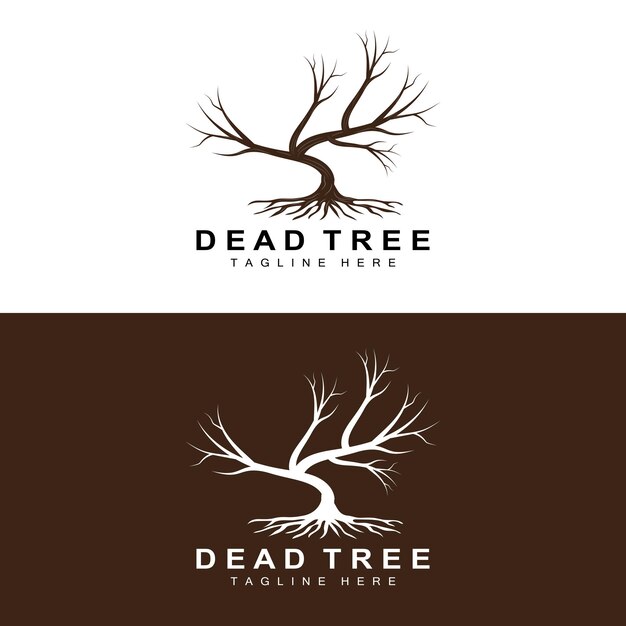 Diseño de logotipo de árbol Ilustración de árbol muerto Corte de árbol salvaje Calentamiento global Vector Tierra Sequía Producto Iconos de marca