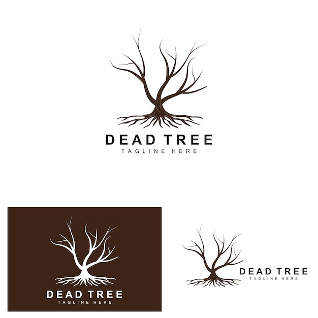 Diseño de logotipo de árbol Ilustración de árbol muerto Corte de árbol salvaje Calentamiento global Vector Tierra Sequía Producto Iconos de marca