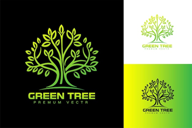 Diseño del logotipo del árbol y del logotipo vectorial
