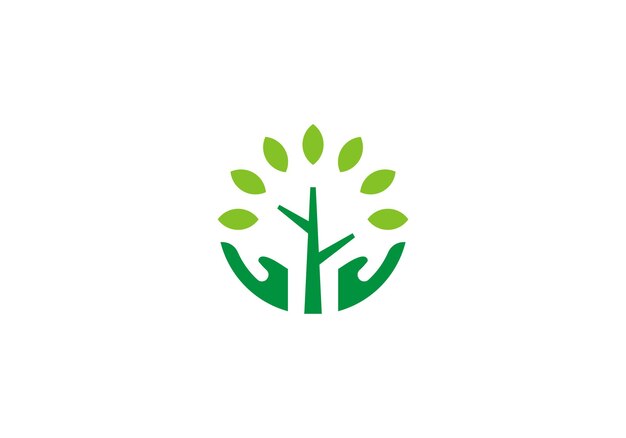 diseño del logotipo del árbol de la mano cuidado de la planta de la hoja símbolo icona plantilla