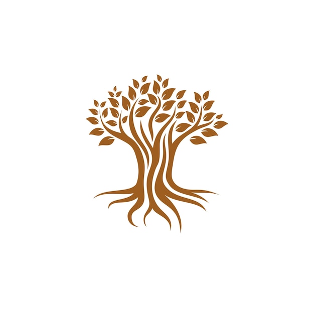 Diseño de logotipo de árbol marrón simple