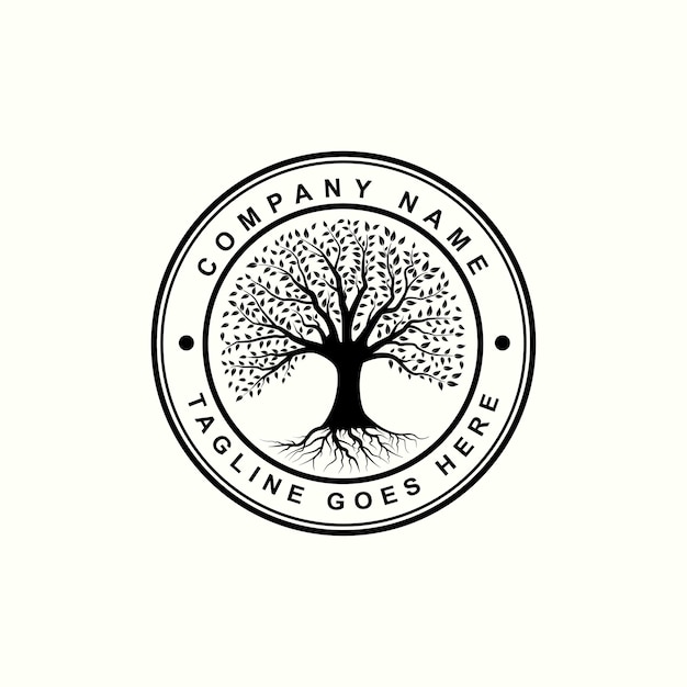 Diseño de logotipo de árbol de roble forma de círculo vectorial de árbol Inspiración en el diseño del logotipo del árbol de la vida