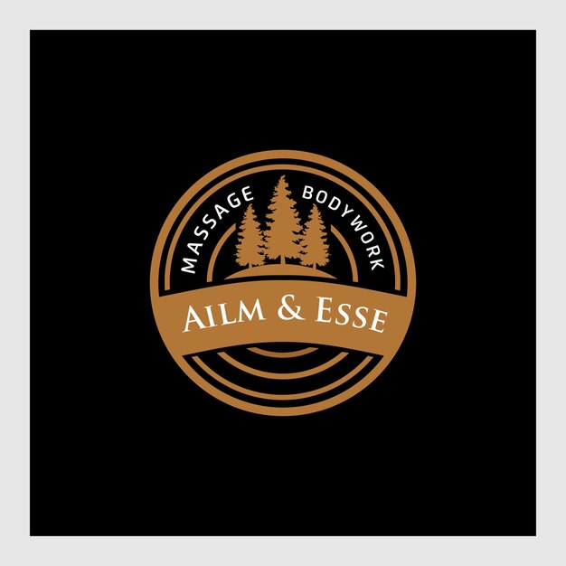 Diseño de logotipo de árbol triple Ilustración de vector de bosque de pino