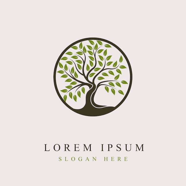 Diseño de logotipo de árbol en vector de árbol de círculo vívido Inspiración en el diseño del logotipo del árbol de la vida