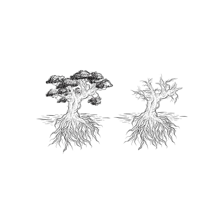 Vector diseño de logotipo de árbol vintage dibujado a mano ilustración del logotipo de bonsai vintage