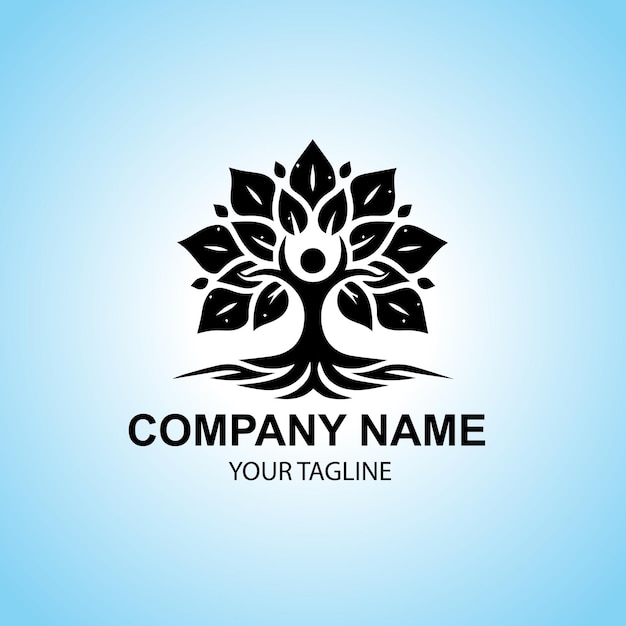 diseño del logotipo del árbol de yoga vectorial