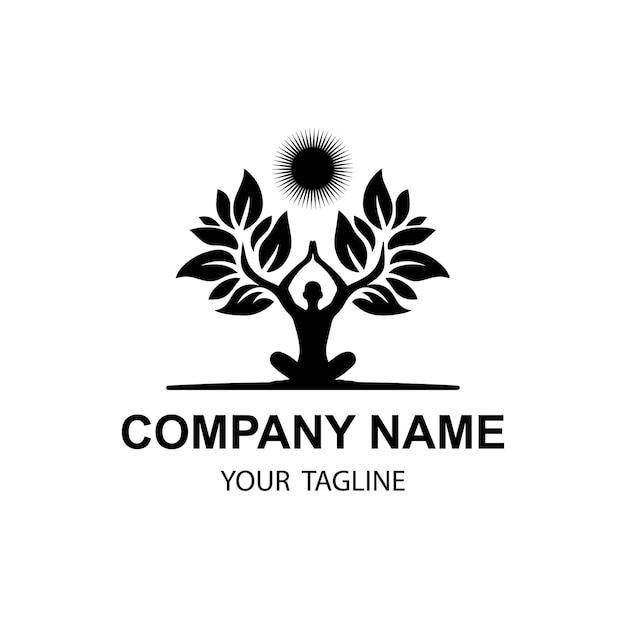 diseño del logotipo del árbol de yoga