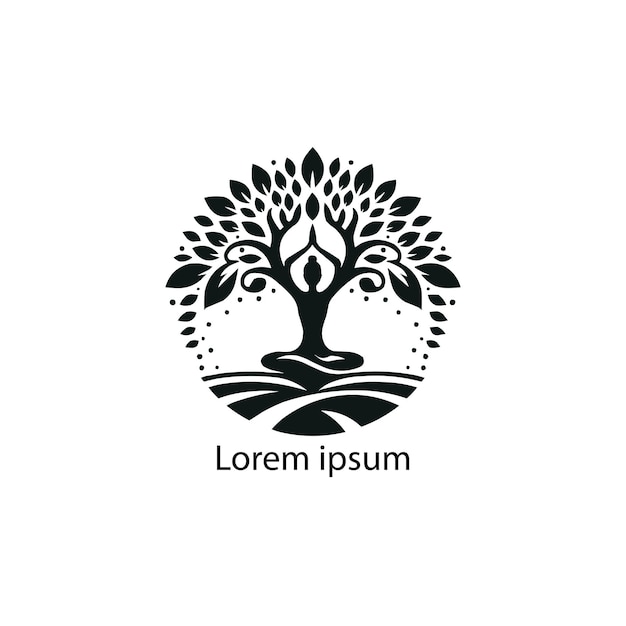un diseño de logotipo de árbol de yoga