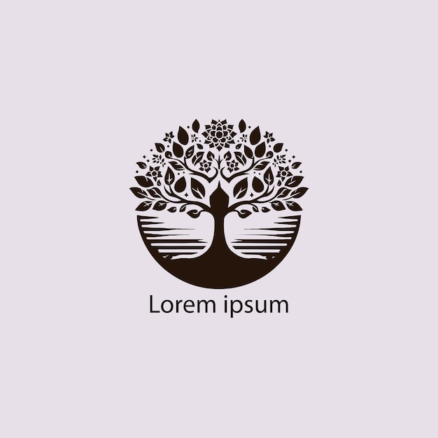 un diseño de logotipo de árbol de yoga