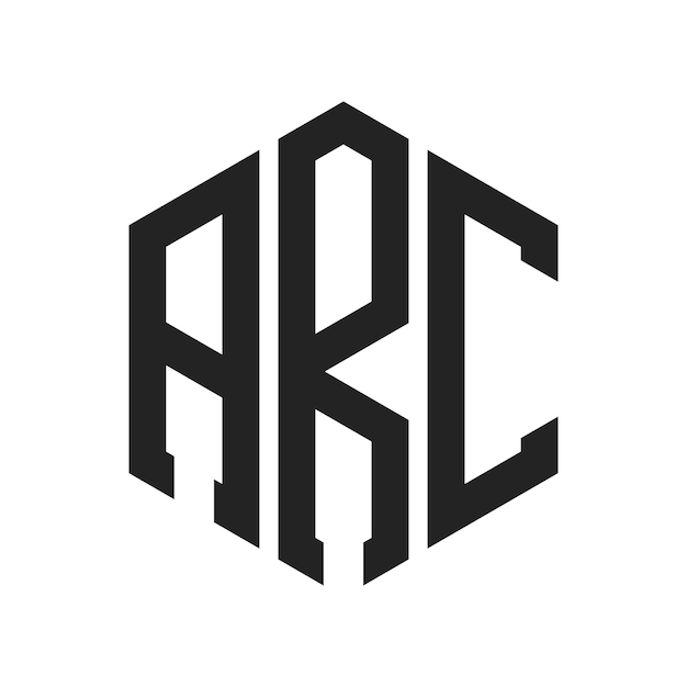Diseño del logotipo de ARC Letra inicial ARC Monograma Logotipo con forma de hexágono