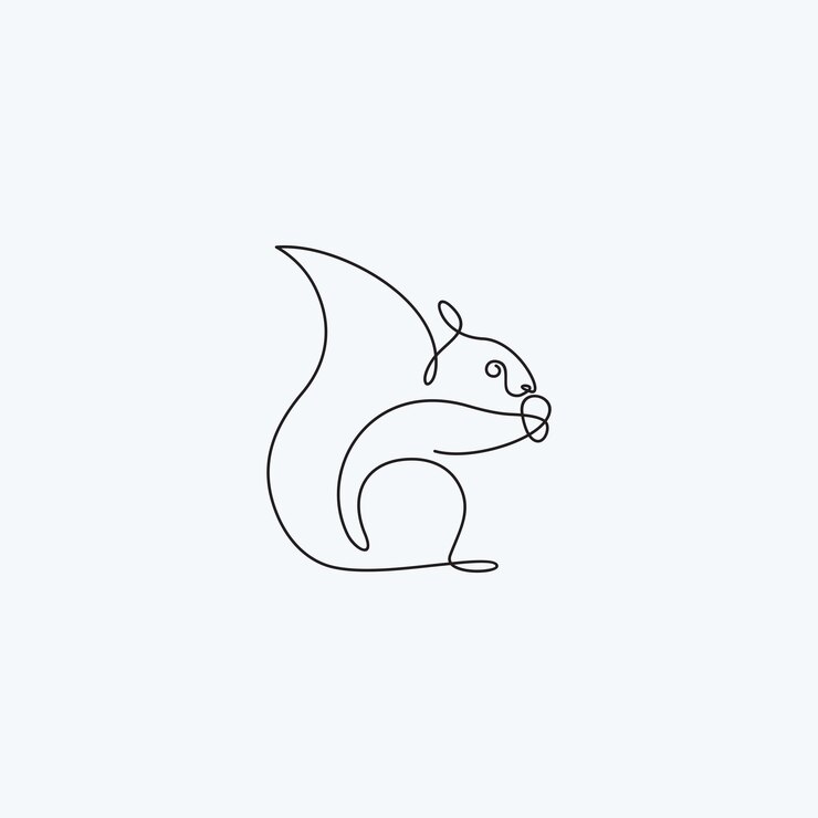 diseño de logotipo de ardilla de una línea