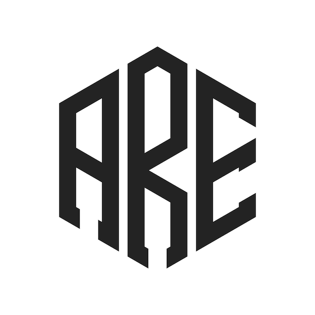 Diseño del logotipo ARE Letra inicial ARE Monograma Logotipo con forma de hexágono