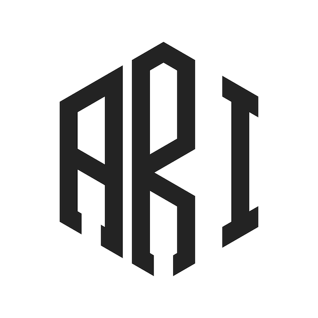 Diseño del logotipo de ARI Letra inicial ARI Monograma Logotipo con forma de hexágono