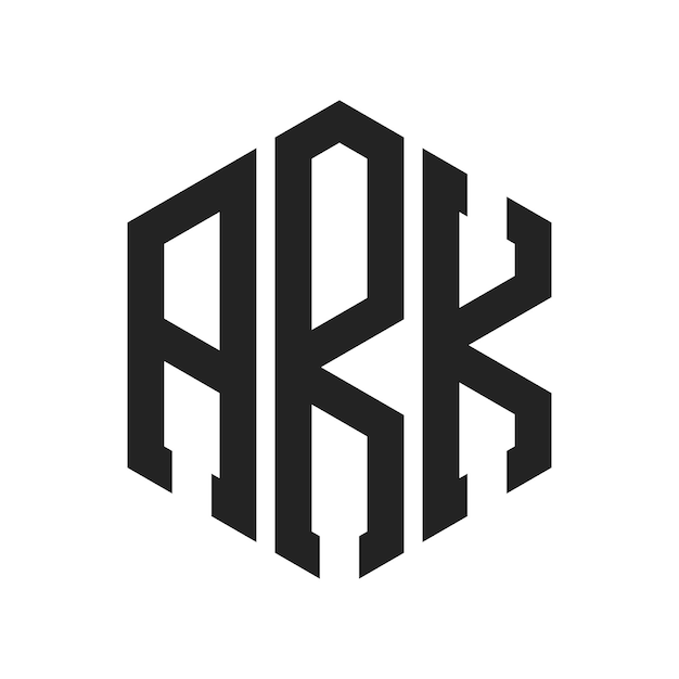 Diseño del logotipo ARK Letra inicial ARK Monograma Logotipo con forma de hexágono