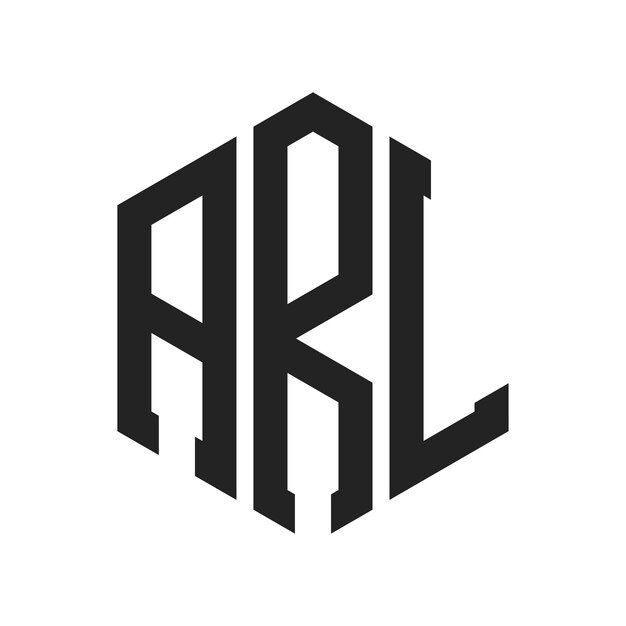 Diseño del logotipo ARL Letra inicial ARL Monograma Logotipo con forma de hexágono