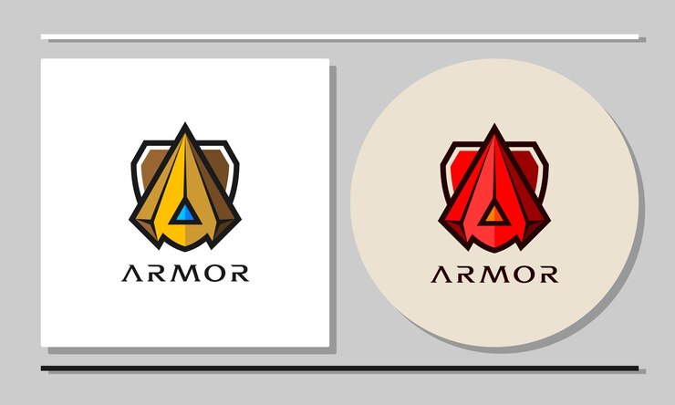 Vector diseño de logotipo de armadura logotipo de escudo y letra a