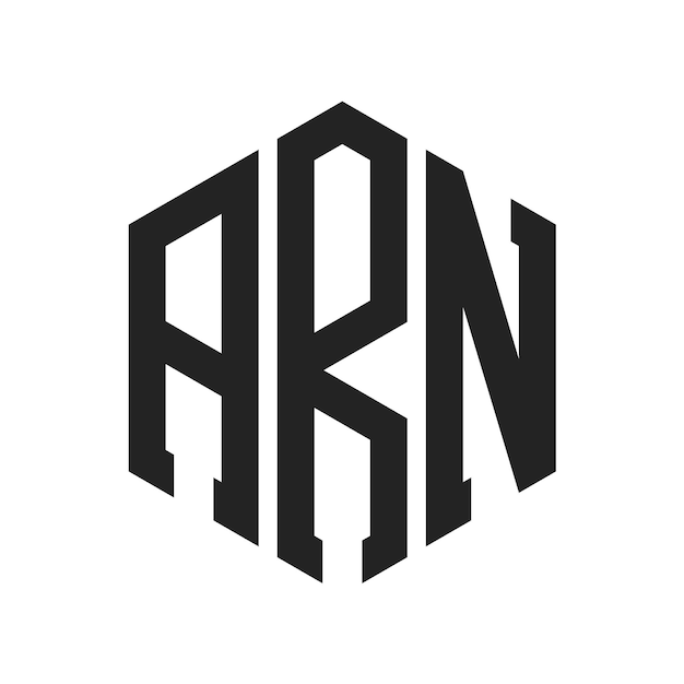 Diseño del logotipo de ARN Letra inicial ARN Monograma Logotipo con forma de hexágono